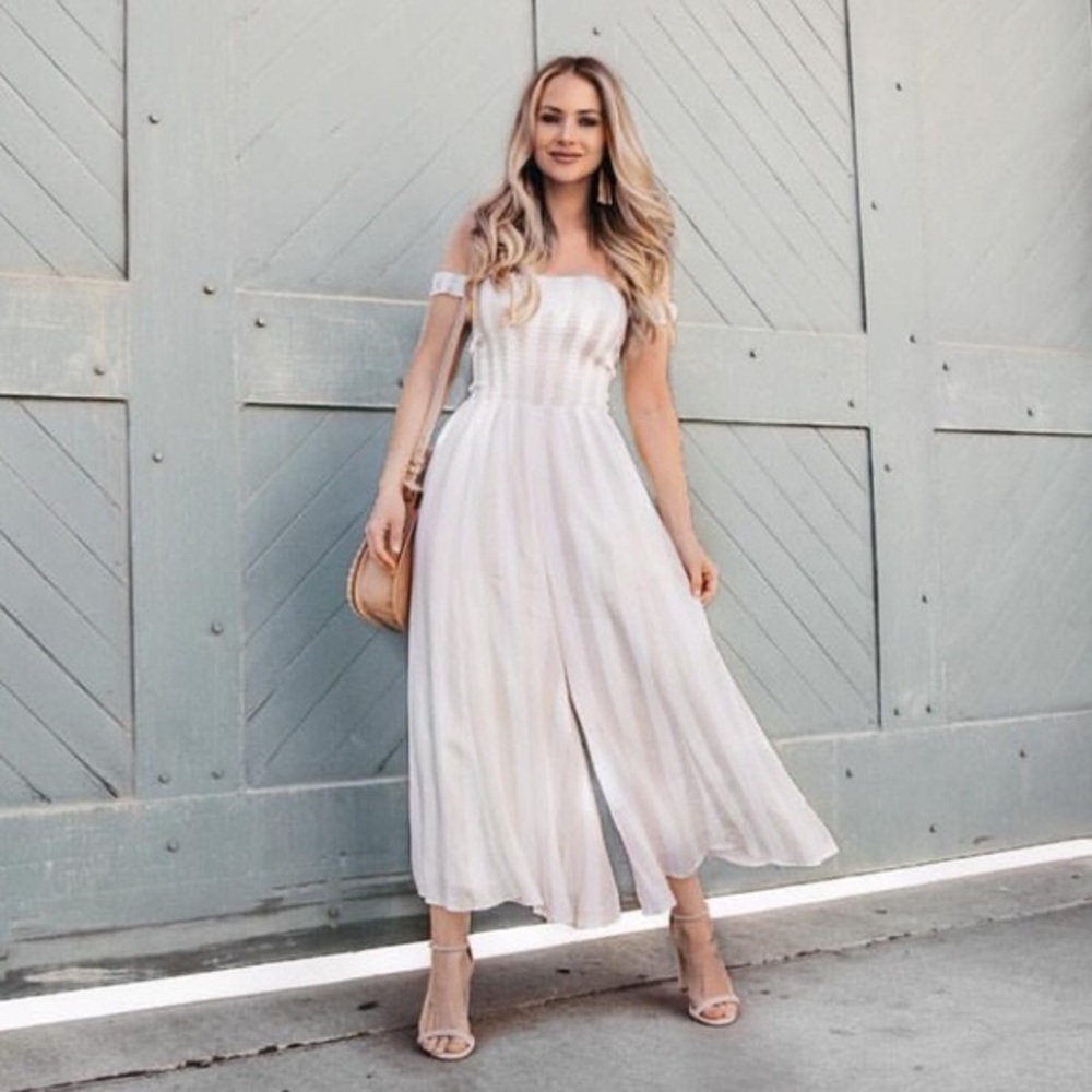 Skylar + Madison Stripe Lace Up Wide Leg Jumpsuit